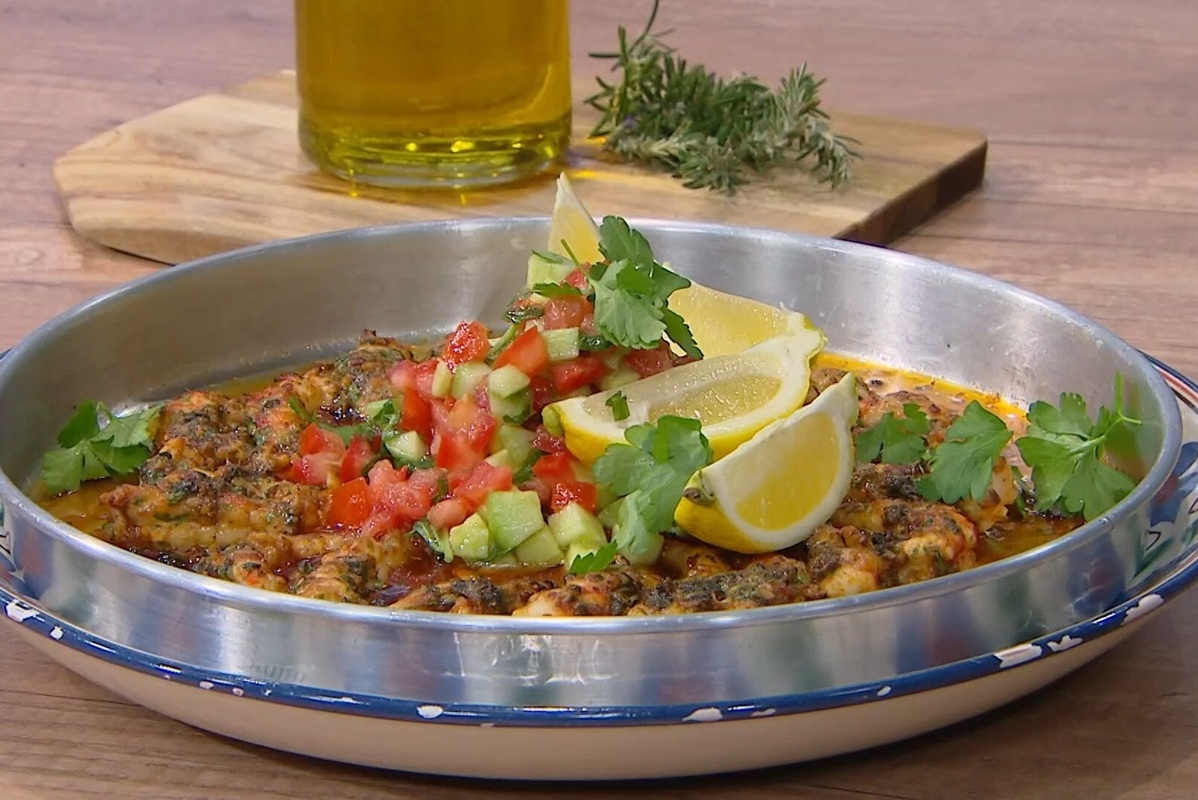 Γαρίδες στο ταψί με ελαιόλαδο